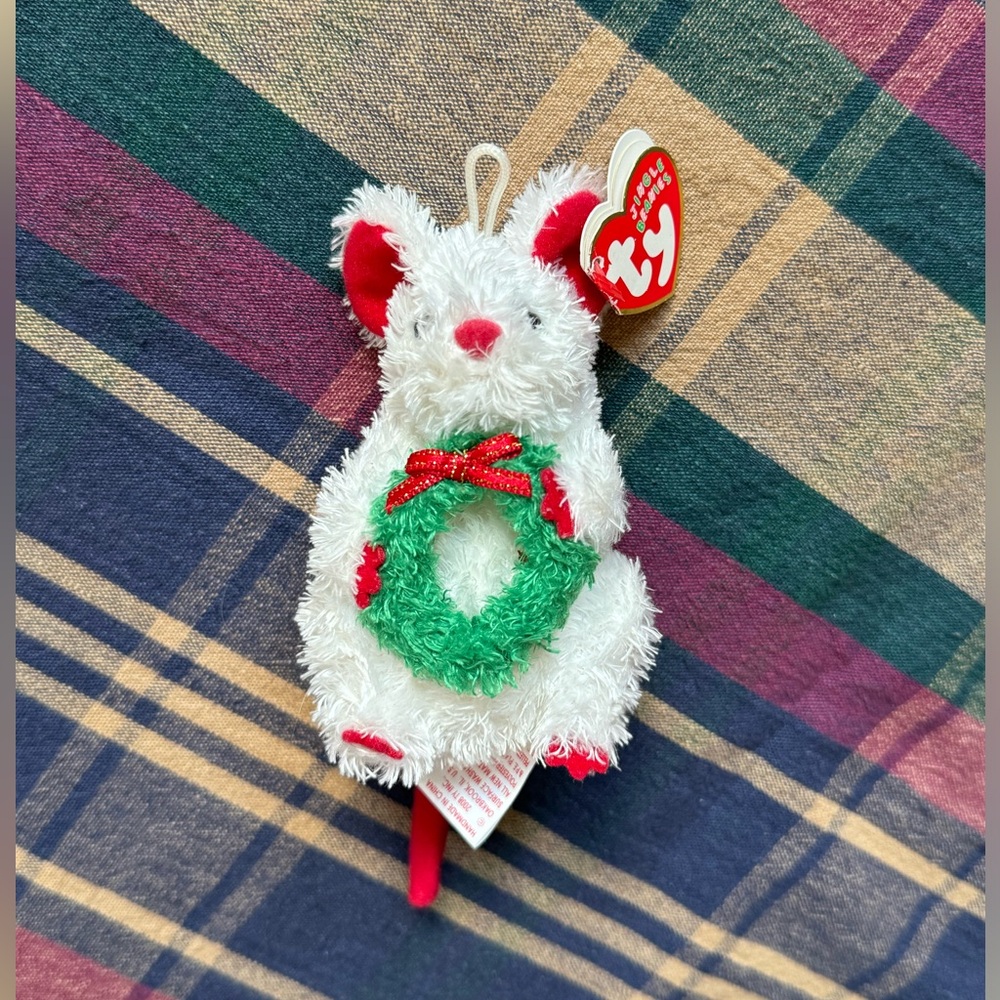 TY Jingle Beanie Baby Garlands the Mouse 2008